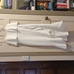 Strapless white engagement party/rehearsal dinner dress.